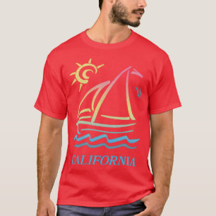 80s Vintage Style California Aesthetic Sailboat Fa T-Shirt