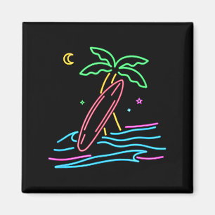 80s vintage surf retro style miami surfer beach magnet