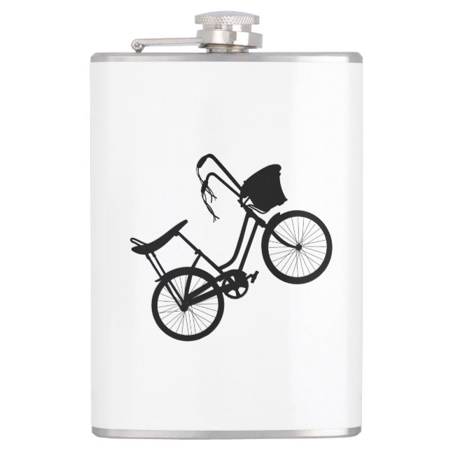 80's Wheelie (Black) Hip Flask (Front)