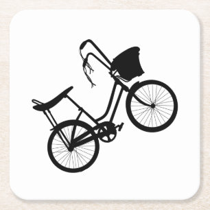 80's Wheelie (Black) Square Paper Coaster