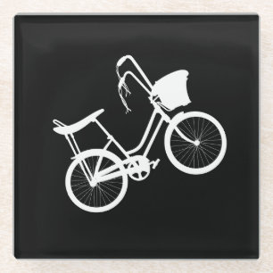 80's Wheelie (White)  Glass Coaster