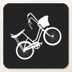 80's Wheelie (White) Square Paper Coaster