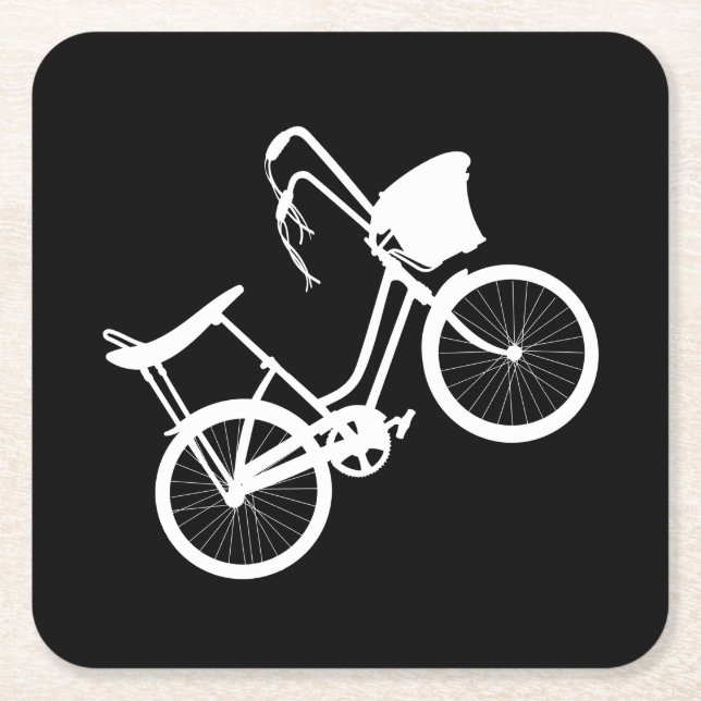 80's Wheelie (White) Square Paper Coaster (Front)
