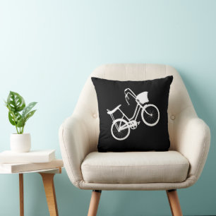 80's Wheelie (White) Throw Pillow