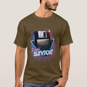 80s World Saviour Retro Wave Floppy Disc Computer T-Shirt