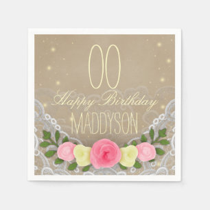 80th 85th 90th 91st 92nd 97th 98th 99th Birthday Napkin