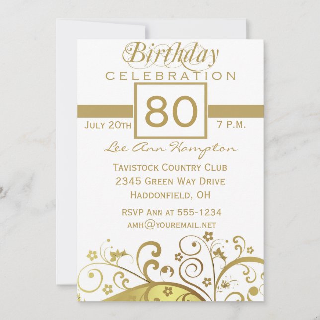 80th - 89th Birthday Party Invitations (Front)