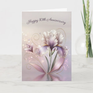 80th Anniversary Iris Flower With Gold Etching Card