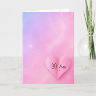 80th Anniversary Pink Folded Heart Card