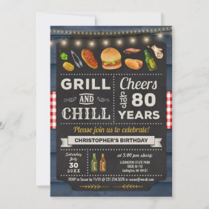 80th BBQ Grill and Chill Birthday Invitation