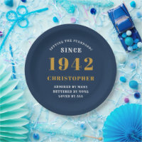 80th Birthday 1942 Blue Gold Love Personalised