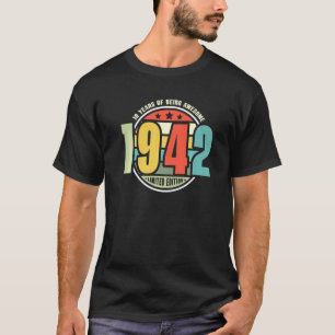 80th Birthday 1942 Retro Vintage Tees 80 Years Awe
