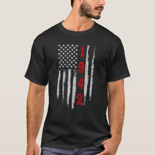 80th Birthday 1942 Vintage American Flag T-Shirt