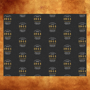 80th Birthday 1944 Black Gold Chic Elegant Tissue Paper