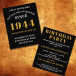 80th Birthday 1944 Black Gold Personalised For Him<br><div class="desc">Elegant Black and Gold 80th Birthday Invitation - Create Your Own Personalised Design. Setting the stage for a remarkable celebration starts with the perfect invitation. Our elegant black and gold 80th birthday invitation is the perfect choice for this milestone event. Bathed in black for a touch of sophistication and adorned...</div>