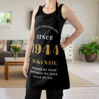 80th Birthday 1944 Name Chic Elegant Black Gold