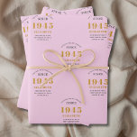 80th Birthday 1945 Add Name Pink Grey Wrapping Paper Sheet<br><div class="desc">A personalised wrapping paper design for that birthday celebration for a special person. Add the name to this vintage retro style pink and grey design for a custom birthday gift. Easily edit the name and year with the template provided. A wonderful custom birthday gift. More gifts and party supplies for...</div>