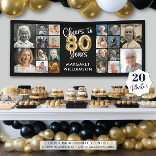 80th Birthday 20 Photo Collage Cheers to 80 Years Banner