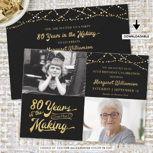80th Birthday 2 Photos 80 YEARS IN THE MAKING Invitation