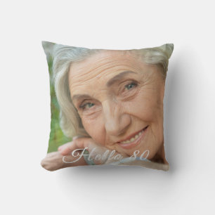 80th birthday 2 photos hello 80 eighty cushion