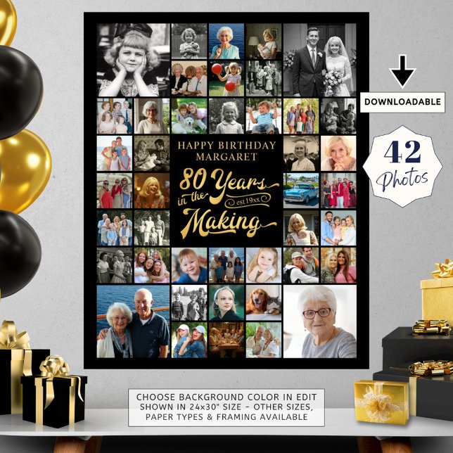 80th Birthday 42 Photo Collage YEARS IN THE MAKING Poster (Creator Uploaded)