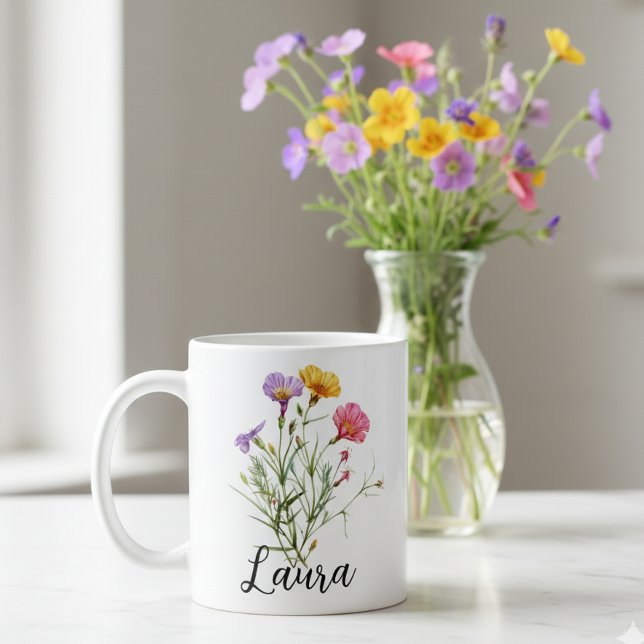 80th Birthday 80 Personalised Floral Flower for he Coffee Mug (Creator Uploaded)