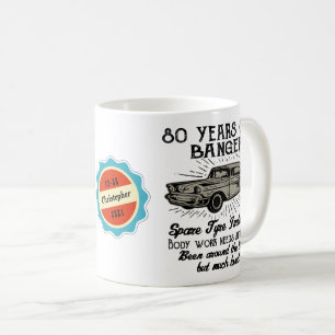 80th Birthday 80 Personalised Funny Vintage Car Coffee Mug