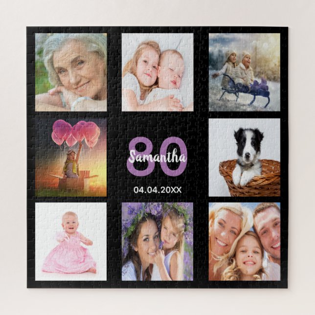 80th birthday 80 photo collage black woman jigsaw puzzle (Vertical)
