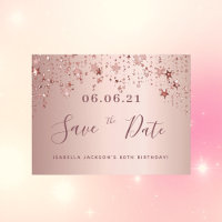 80th birthday 80 rose gold stars save the date