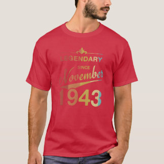 80th Birthday 80 Year Old Born November 1943 Gift T-Shirt