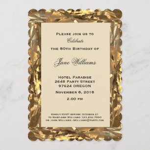 80th Birthday Anniversary Gold Elegant Invitation