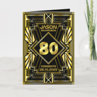 80th Birthday Art Deco Gold Black Great Gatsby