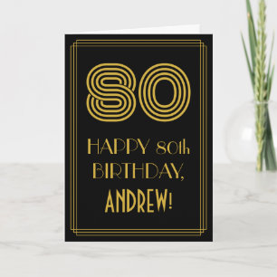80th Birthday: Art Deco Inspired Look "80" & Name Card