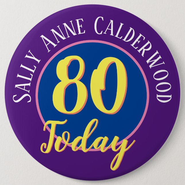 80th Birthday Badge to Personalise. (Front)