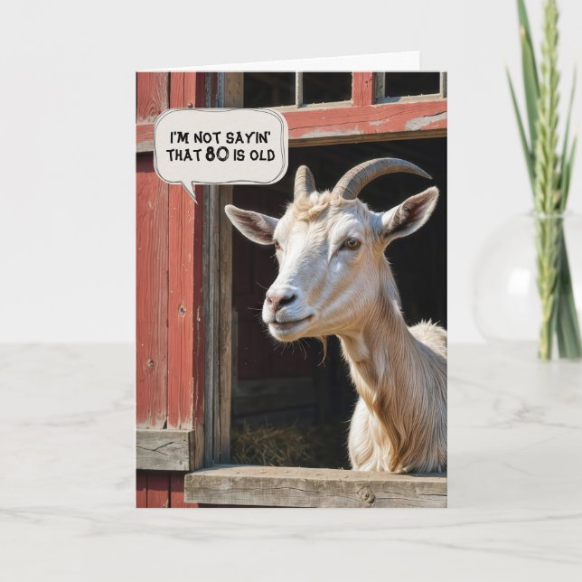 80th Birthday Barn Goat Card (Front)