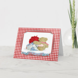 80th Birthday-bear and doll Card