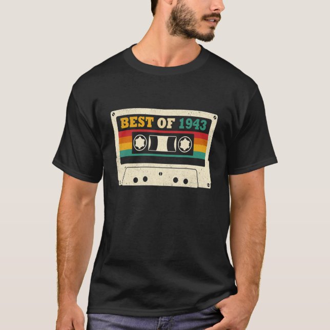 80th Birthday  Best Of 1943 Cassette Tape 80 Year  T-Shirt (Front)