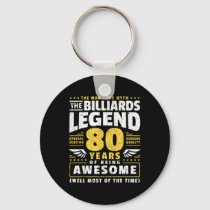 80th Birthday Billiards Player 80 Years Old Billia Key Ring