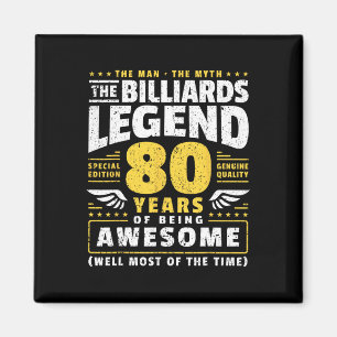 80th Birthday Billiards Player 80 Years Old Billia Magnet