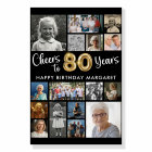 80th Birthday Black Gold 16 Photo Cheers to Years