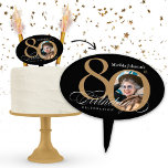 80th Birthday Black Gold Calligraphy Custom Photo Cake Pick<br><div class="desc">80th Birthday Black Gold Calligraphy Custom Photo Cake Topper. And elegantly designed special birthday celebration invitation,  featuring a custom photo of birthday person and script calligraphy with vintage flourish elements. Simple enough to fit a variety of themes and colours!
Need help? Simply contact me!</div>