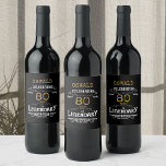 80th Birthday Black Gold  Legendary Funny  Wine La Wine Label<br><div class="desc">A personalised elegant wine bottle label that is easy to customise for that special birthday party occasion.</div>