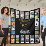 80th Birthday Black Gold  Legendary Photo<br><div class="desc">Personalised gift fleece blanket with 32 photos of your choice. A wonderful gift idea to commemorate a special birthday for that wonderful person. TOP TIP: If you Pre-crop your photos into a square shape before you upload them you have control of how they look. No problem if you can't do...</div>