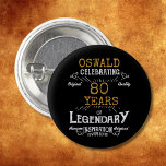 80th Birthday Black Gold  Legendary Retro 3 Cm Round Badge<br><div class="desc">Personalised elegant buttons that are easy to customise for that special 80th birthday party. The retro black and gold design adds a touch of refinement to that special celebration.</div>
