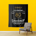 80th Birthday Black Gold  Legendary Vintage Tapestry<br><div class="desc">A personalised elegant 80th birthday vintage tapestry backdrop that is easy to customise for that special birthday party occasion.</div>