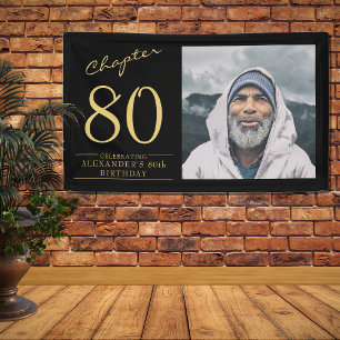 80th Birthday Black Gold Photo Banner
