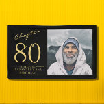 80th Birthday Black Gold Photo Banner<br><div class="desc">Celebrate your loved one's birthday in style with a black and gold birthday banner featuring their favourite photo. Discover how this high-quality,  customisable banner can elevate any birthday celebration and create a lasting impression for the birthday honoree.</div>