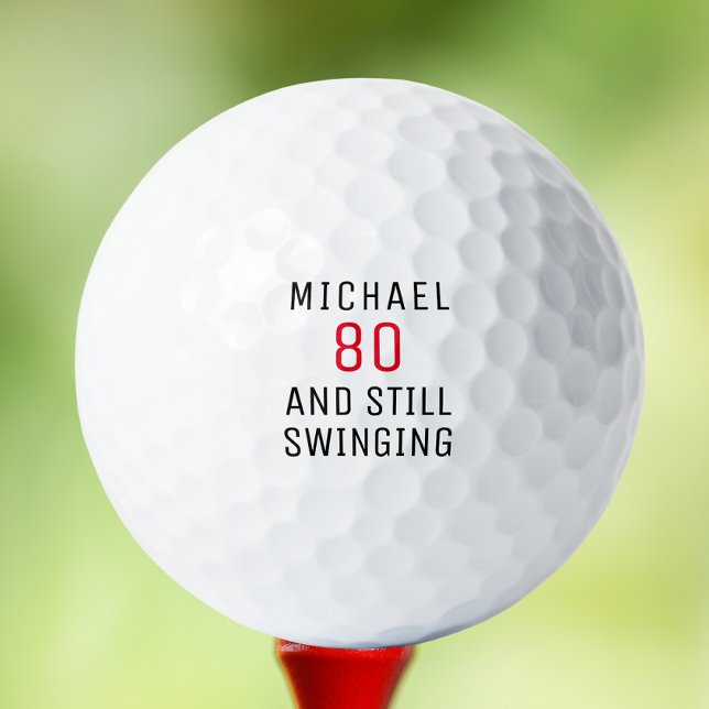 80th Birthday Black Script Personalised Name Golf Balls (Creator Uploaded)