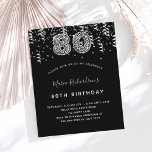 80th birthday black silver leopard invitation<br><div class="desc">A modern, stylish and glamourous invitation for a 80th birthday party. A black background, decorated with silver confetti. The name is written with a modern hand lettered style script. Personalise and add your party details. Number 80 is written with a trendy balloon style font, leopard pattern. 1 sheet = 1...</div>