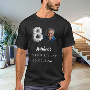 80th birthday black silver photo T-Shirt